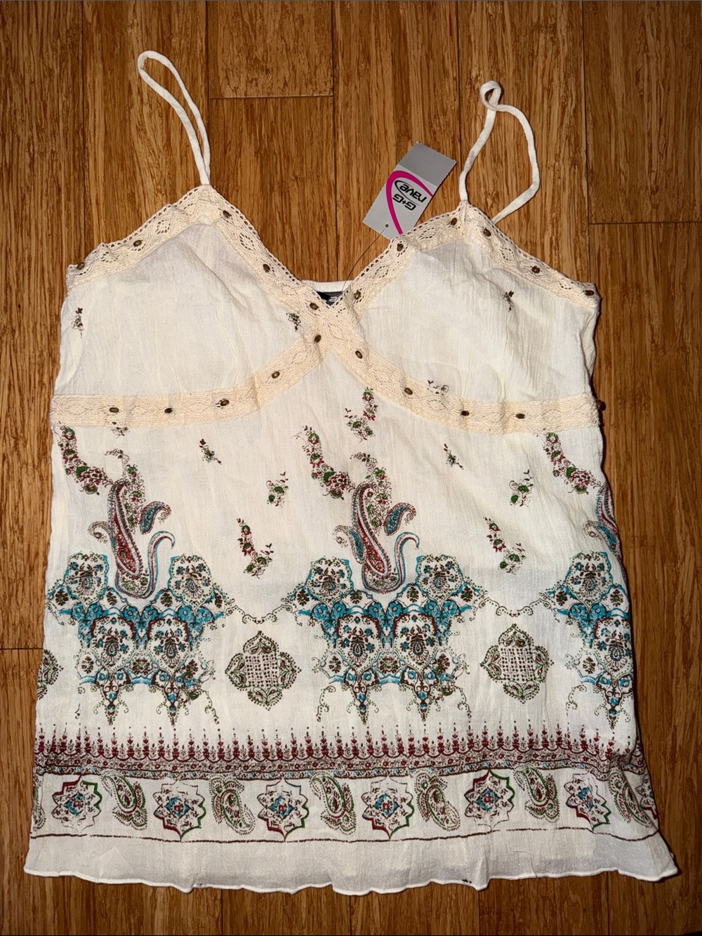 rave deadstock Cream Paisley Embroidered Camisole